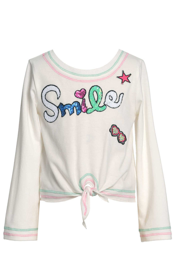 Baby Sara Little Girls Tie-Front Long Sleeve T-shirt
