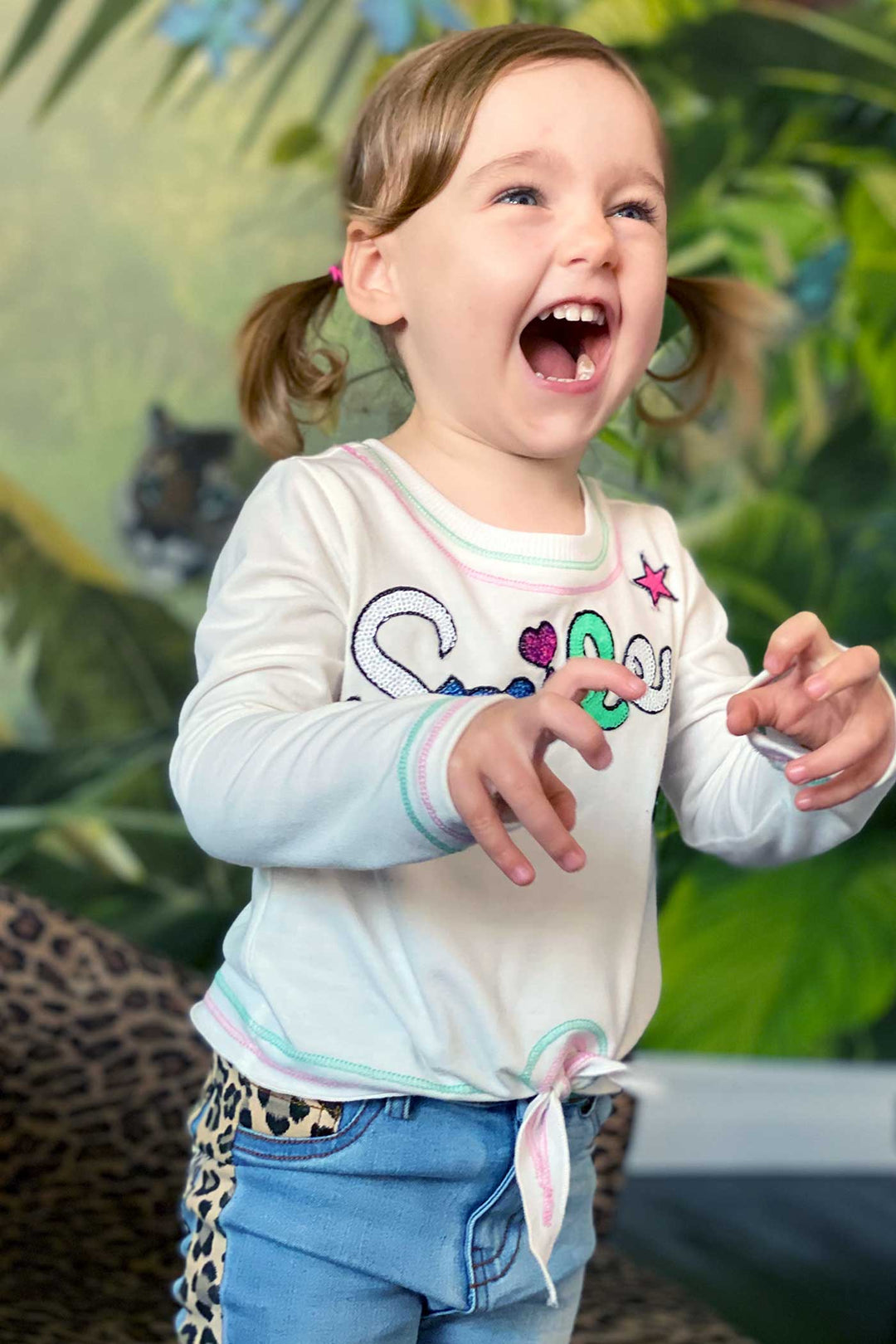 Baby Sara Little Girls Tie-Front Long Sleeve T-shirt