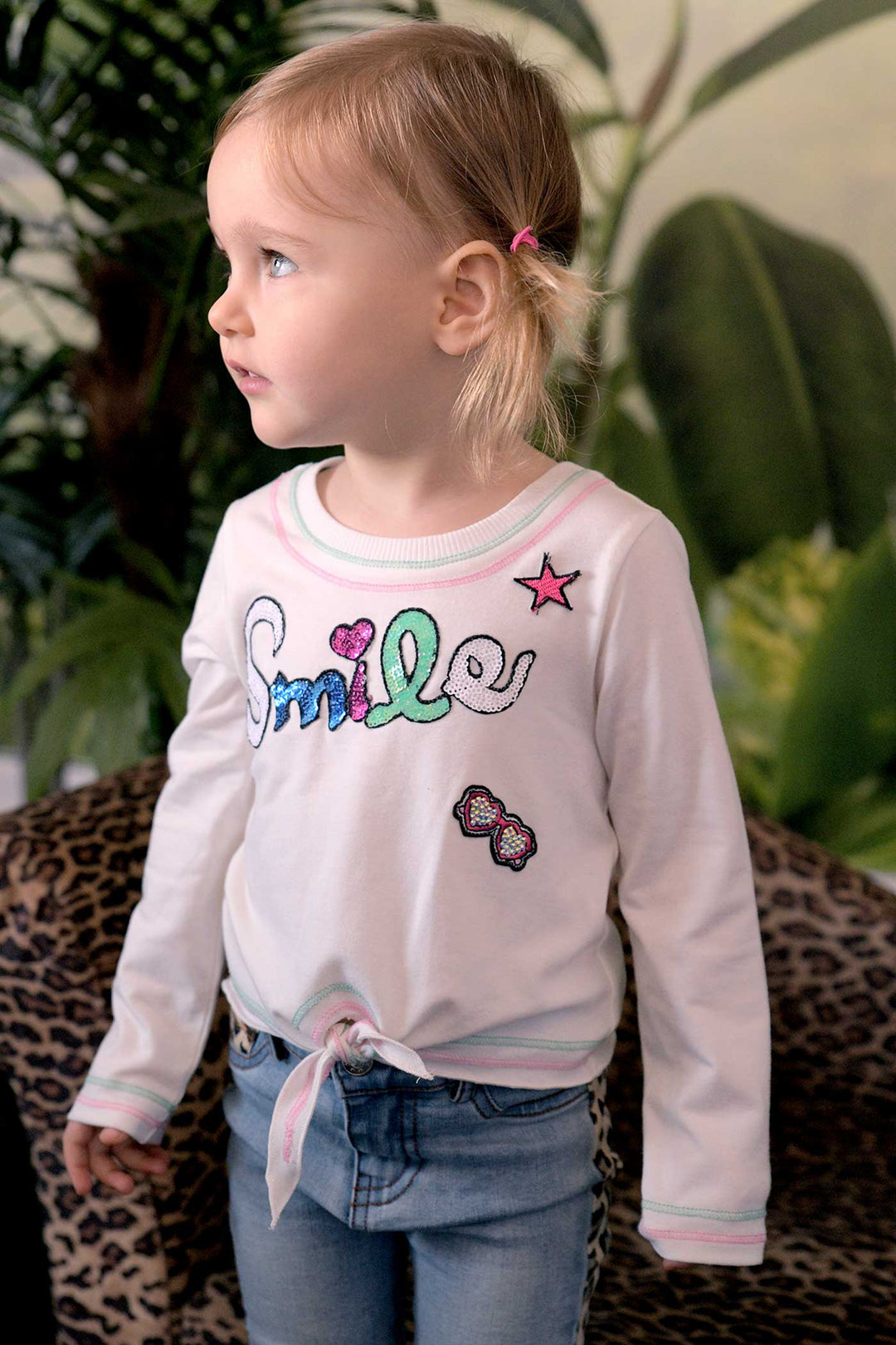 Baby Sara Little Girls Tie-Front Long Sleeve T-shirt