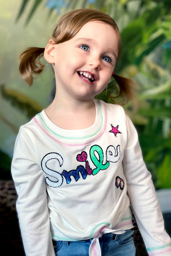 Baby Sara Little Girls Tie-Front Long Sleeve T-shirt