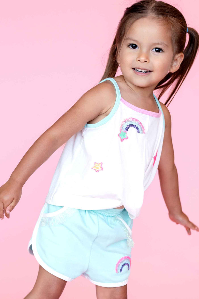 Baby Sara Little Girls Rainbow Patch Dolphin Shorts