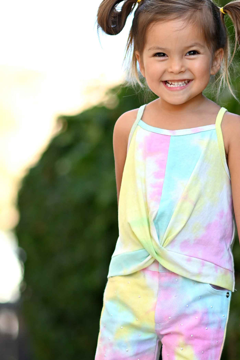 Baby Sara Little Girls Twisted Front Tie Dye Cami Top