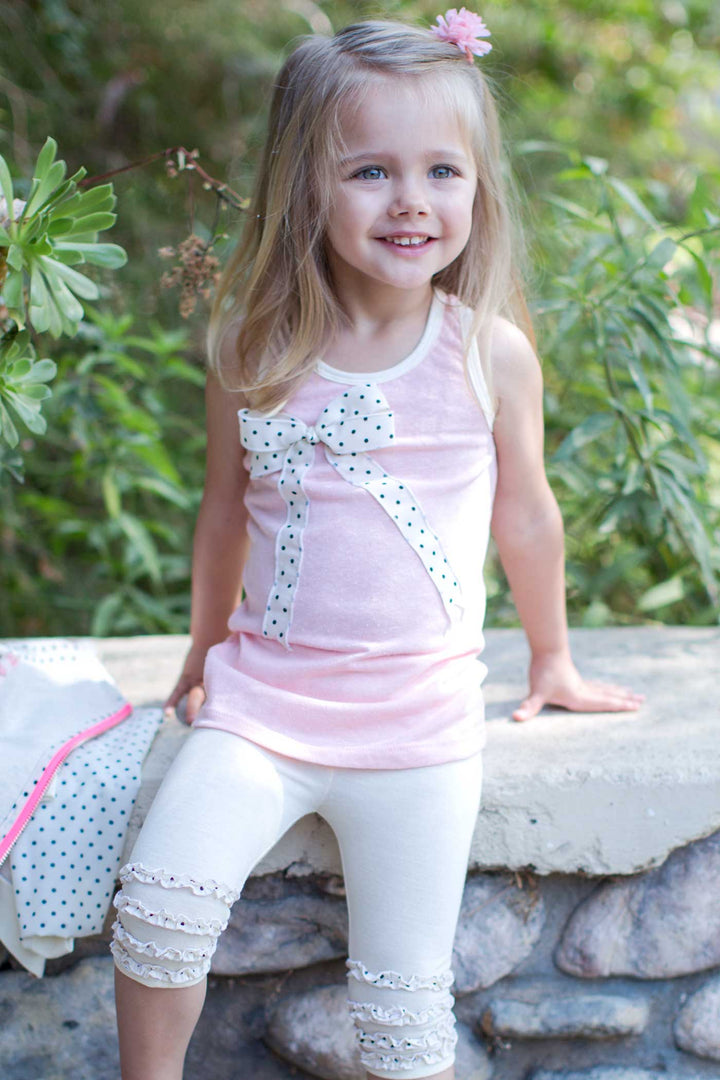 Baby Sara Little Girls Polka Dot Bow Tank Top