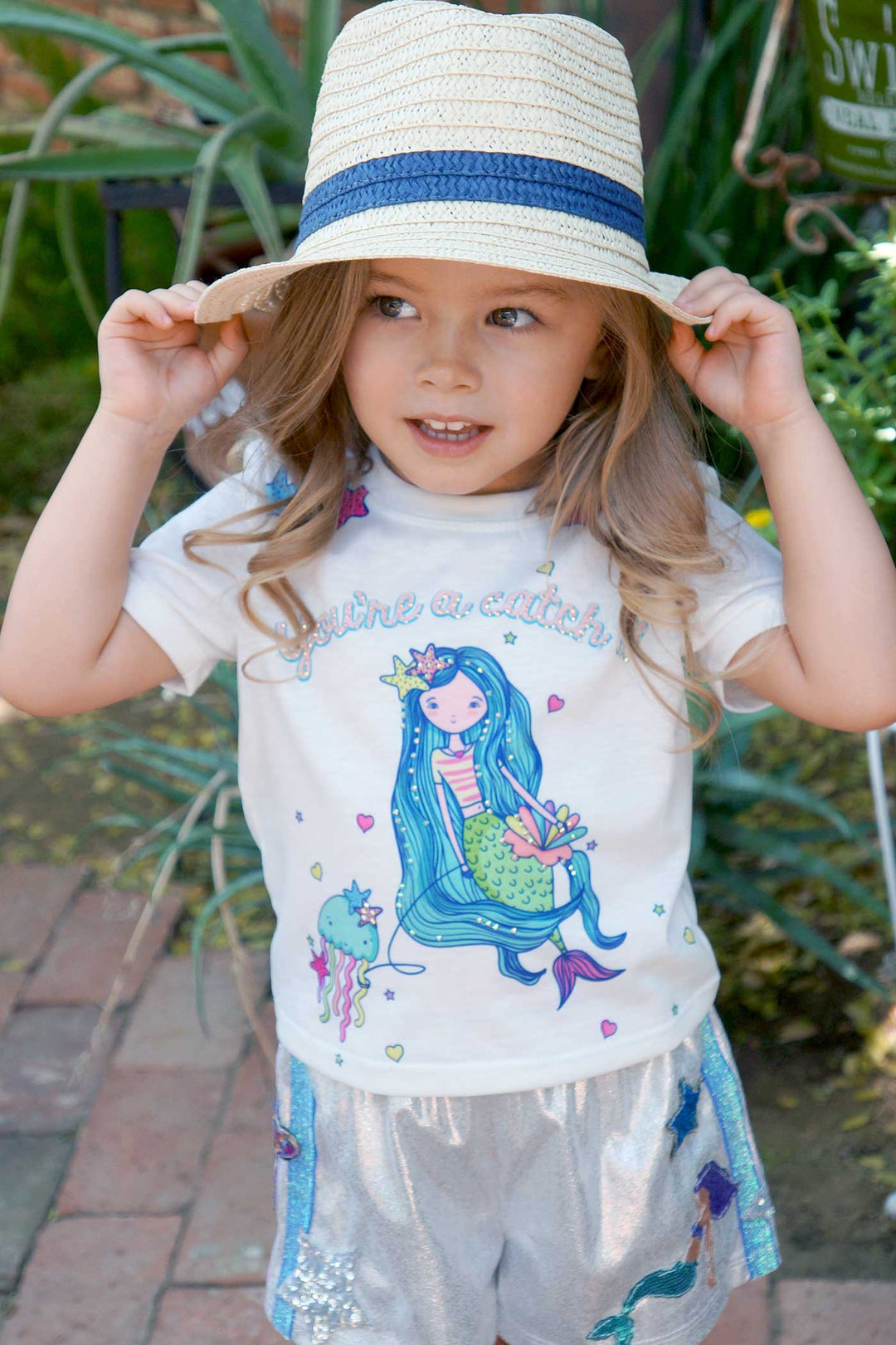 Baby Sara Little Girls Short Sleeve Mermaid Graphic T-shirt