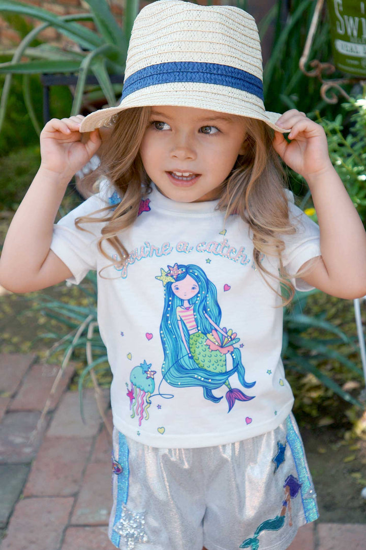 Baby Sara Little Girls Short Sleeve Mermaid Graphic T-shirt