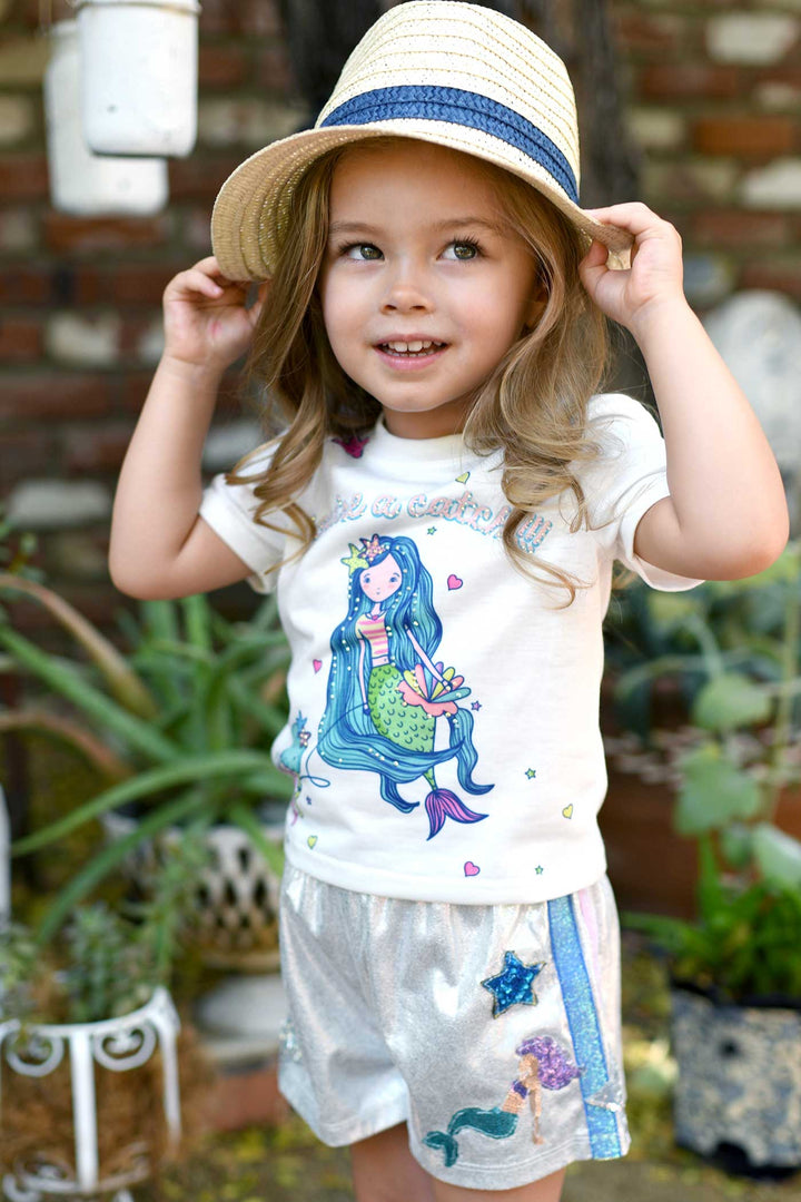 Baby Sara Little Girls Short Sleeve Mermaid Graphic T-shirt