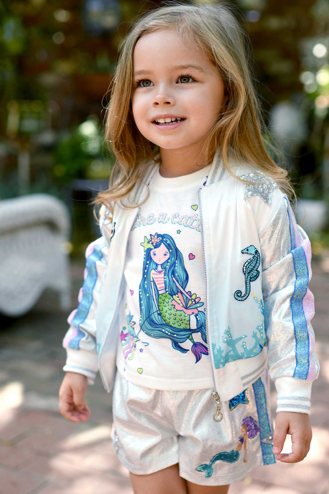 Baby Sara Little Girls Short Sleeve Mermaid Graphic T-shirt