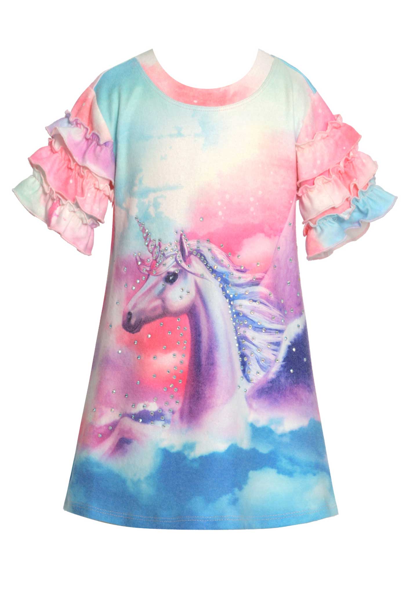 Baby Sara Toddler Girls Ruffled Short Sleeve Unicorn Dress