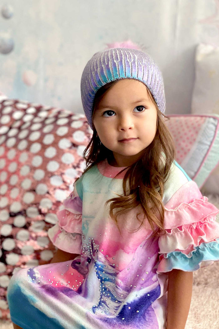 Baby Sara Toddler Girls Ruffled Short Sleeve Unicorn Dress