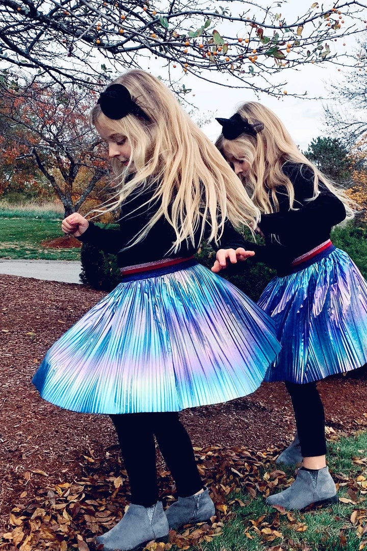 Baby Sara Little Girls Holographic Pleated Skirt