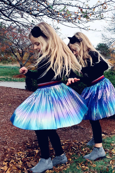 Baby Sara Little Girls Holographic Pleated Skirt