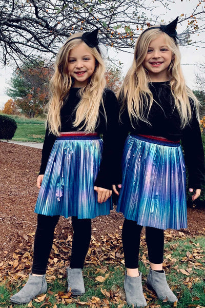 Baby Sara Little Girls Holographic Pleated Skirt