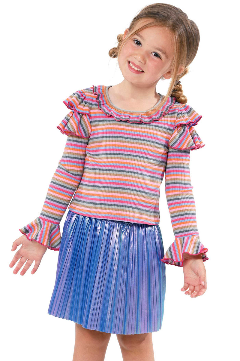 Baby Sara Little Girls Holographic Pleated Skirt