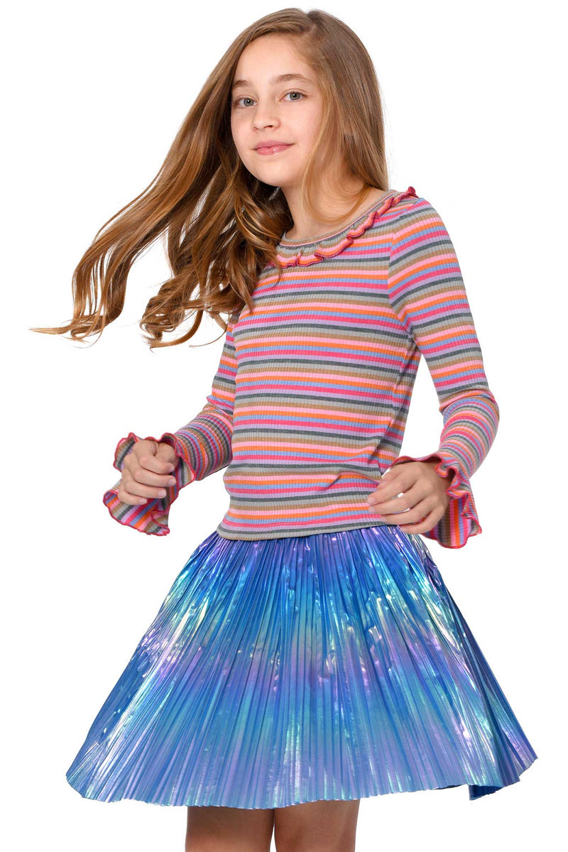 Baby Sara Little Girls Holographic Pleated Skirt