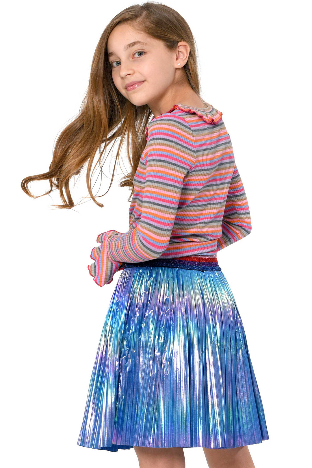 Baby Sara Little Girls Holographic Pleated Skirt myhannahbanana