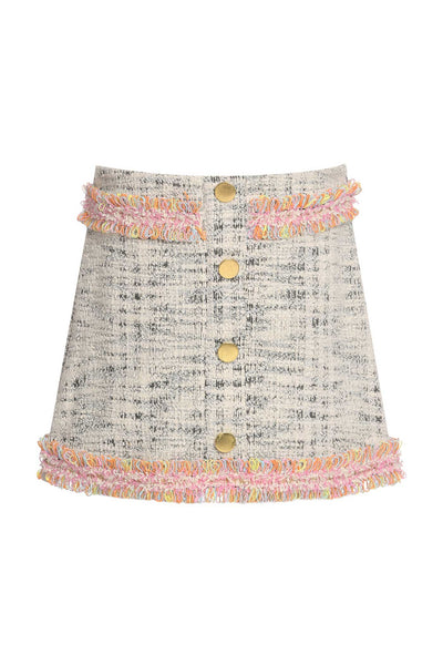 Baby Sara Little Girls Tweed Mini Skirt With Gold Buttons