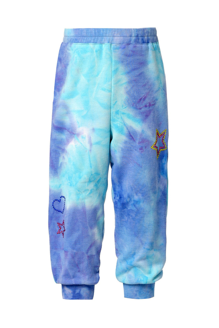 Baby Sara Baby Girl's Tie Dye Rhinestone Heart & Star Joggers