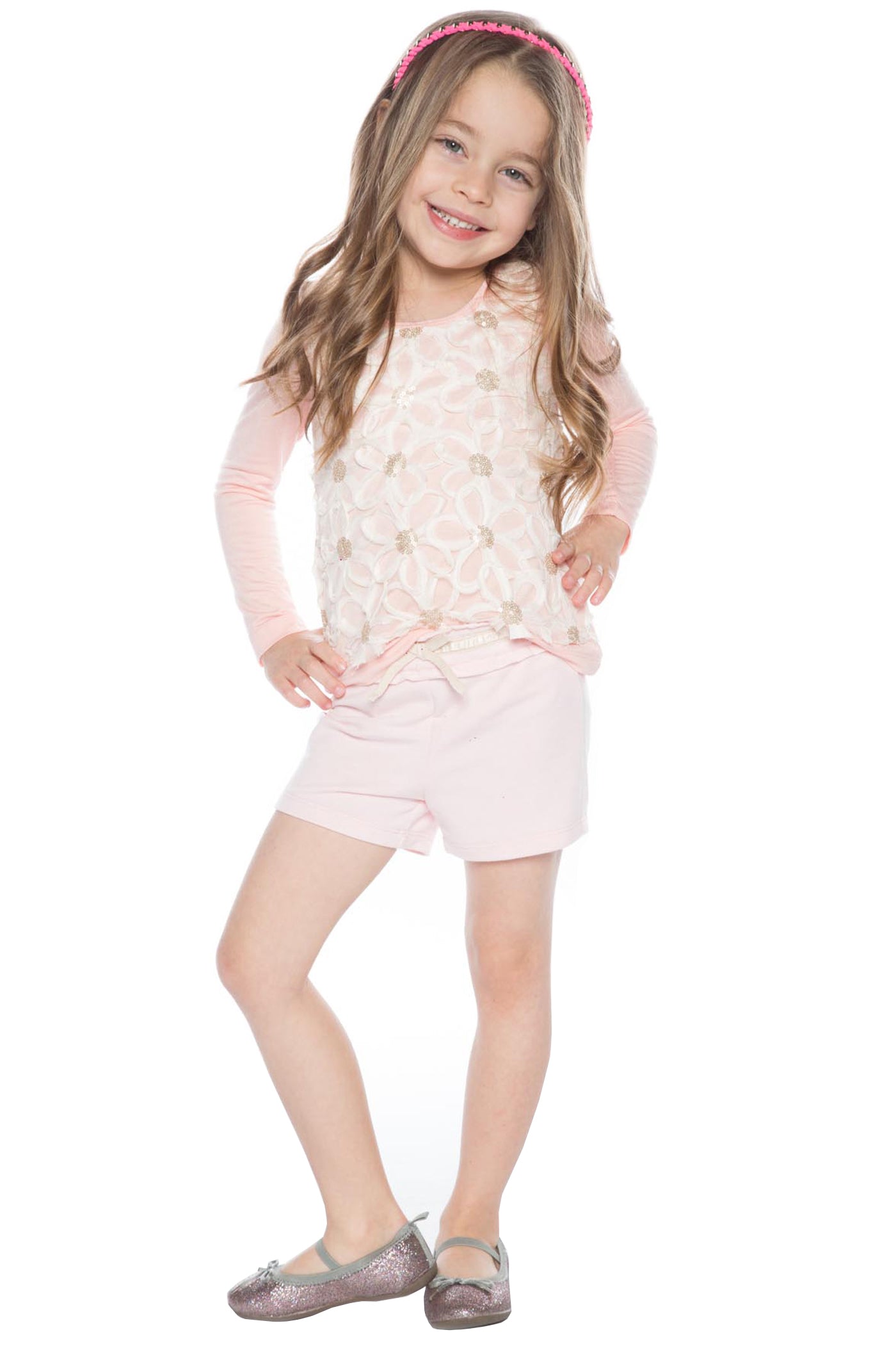 Baby Sara Baby Girl Pink French Terry Shorts