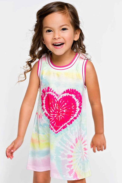 Baby Sara Toddler Girls Heart Tie Dye Sleeveless Knit Dress