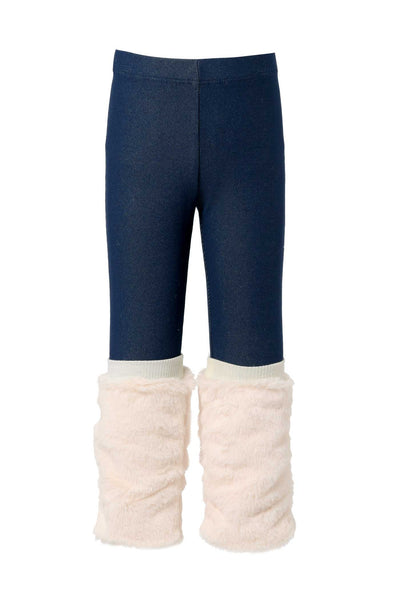 Baby Sara Little Girl's Soft & Fuzzy Half Faux Fur Leggings