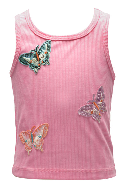 Little Girl’s Ribbed Knit Butterfly Tank Top