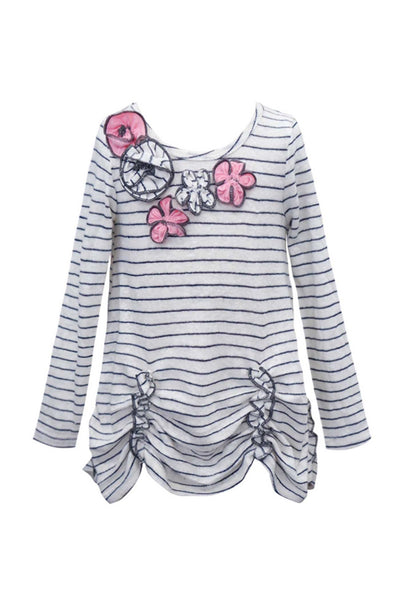 Baby Sara Little Girls Striped Long Sleeve Tunic Top