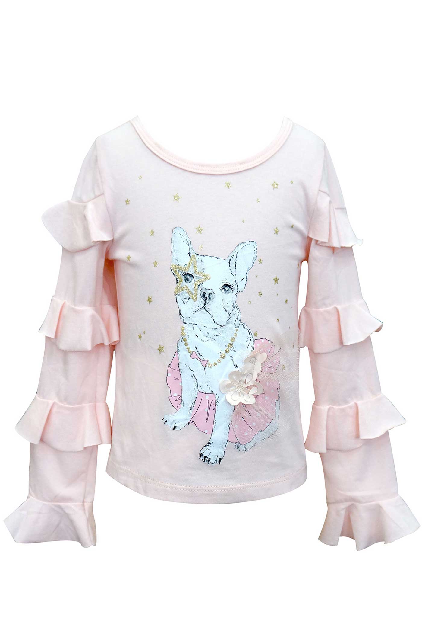 Baby Sara Little Girls Ruffled Long Sleeve Puppy Top