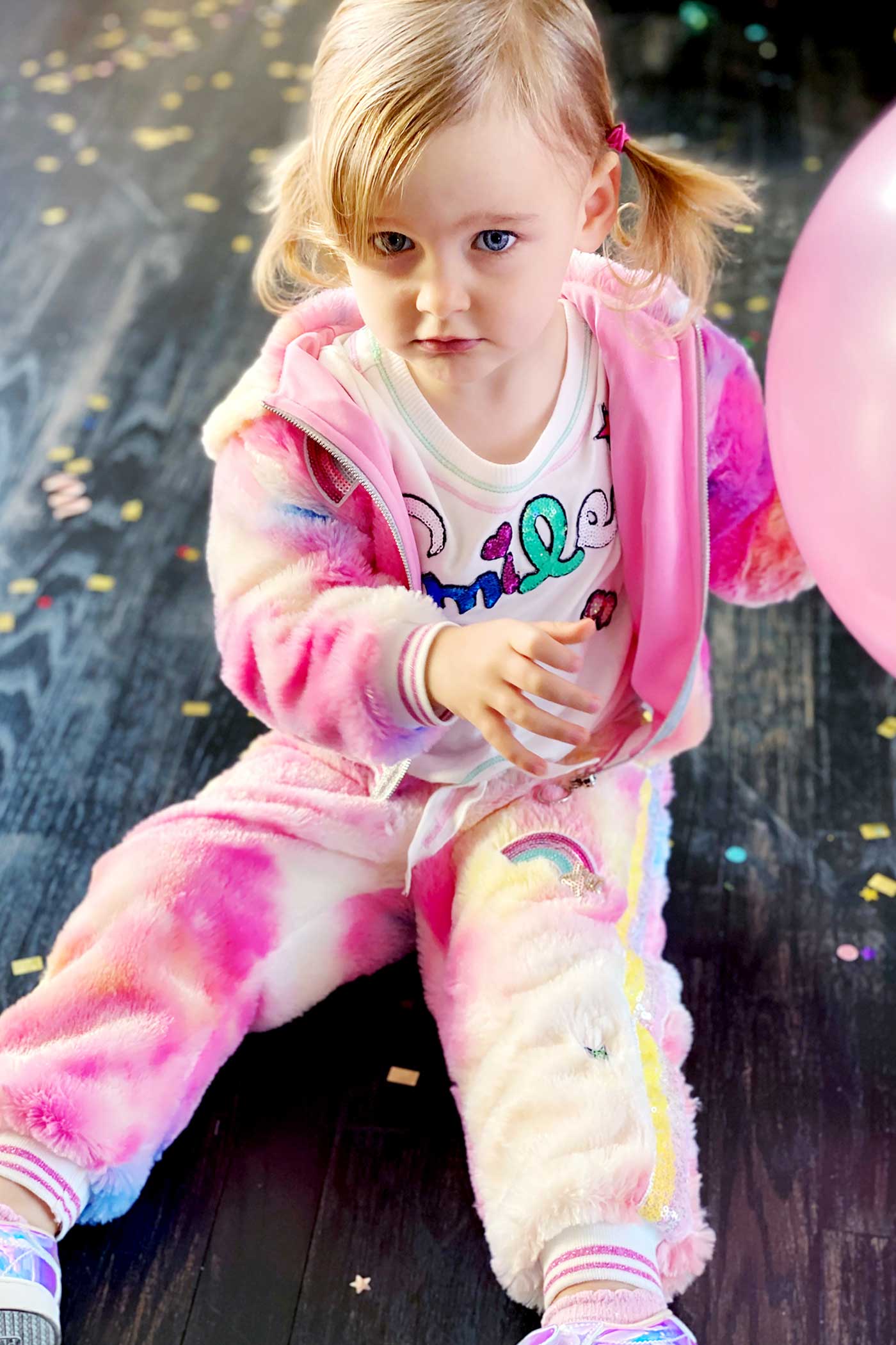 Baby Sara Little Girls Colorful Tie Die Faux Fur Hoodie Jacket