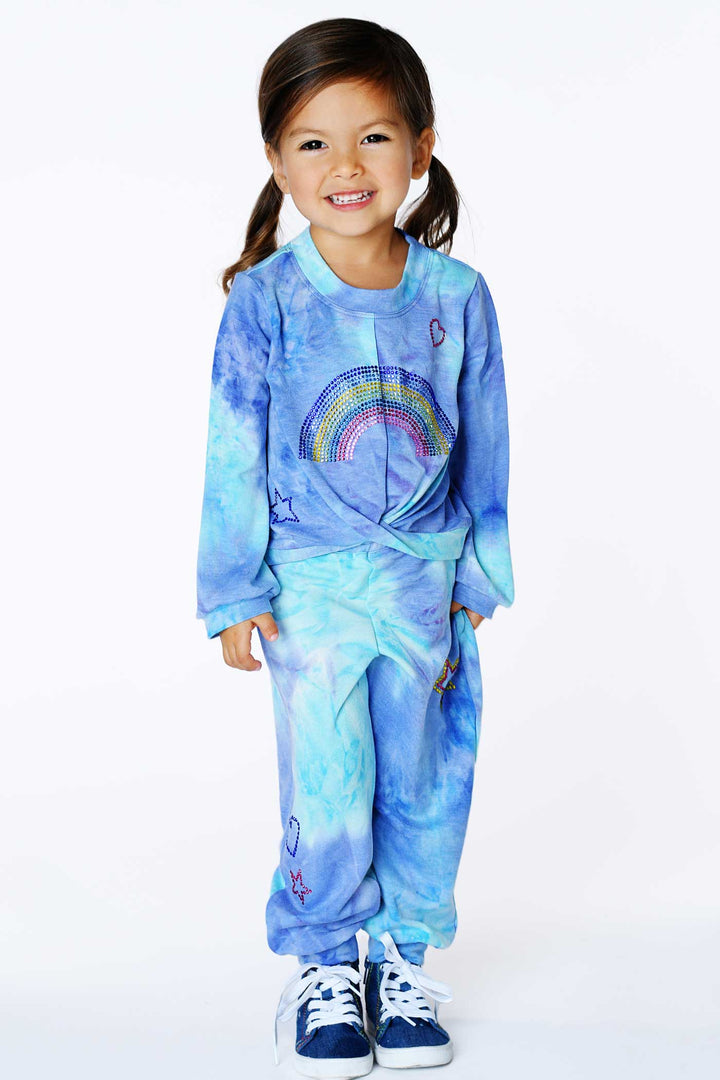 Baby Sara Baby Girl's Tie Dye Rhinestone Heart & Star Joggers