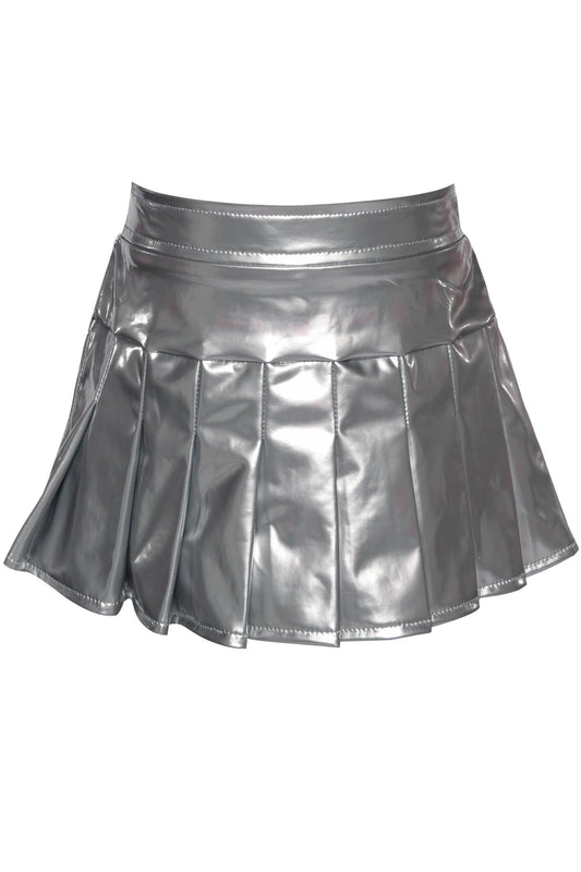 Faux Leather Pleated Skirt