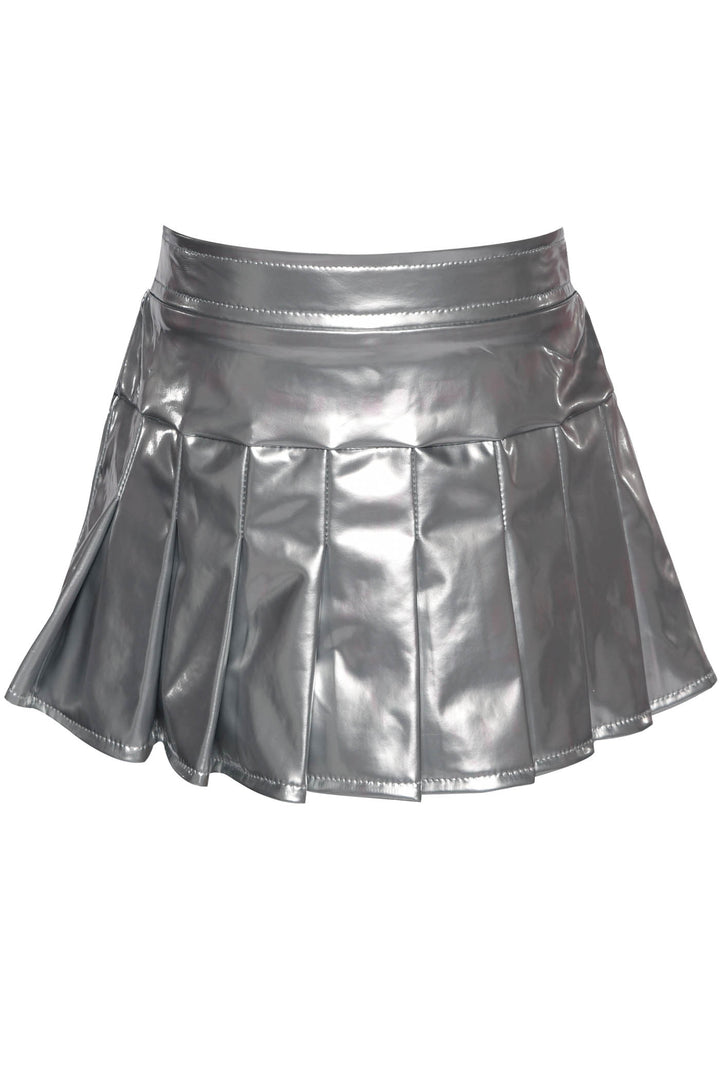 Faux Leather Pleated Skirt