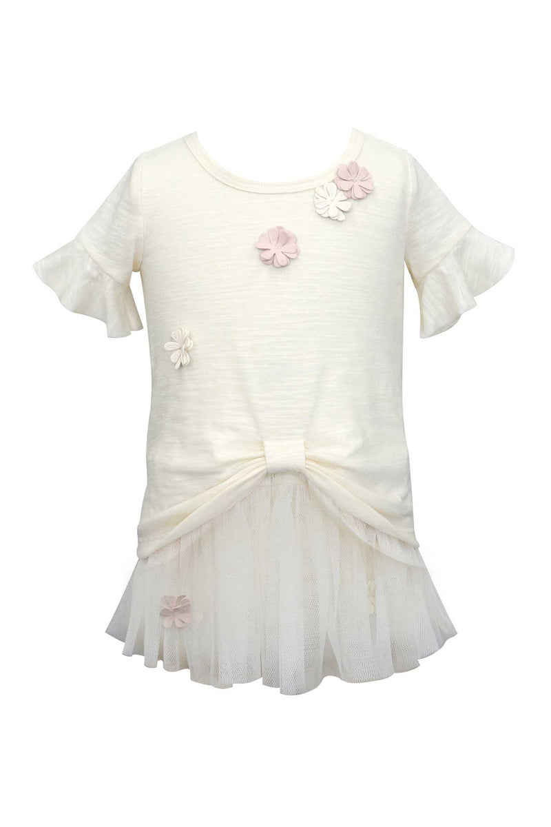 Baby Sara Little Girls Tie Front Ruffled Tunic Top