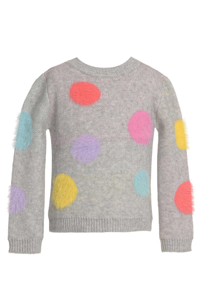 Baby Sara Little Girls Fuzzy Colorful Polka Dot Sweater