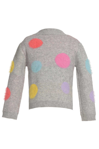 Baby Sara Little Girls Fuzzy Colorful Polka Dot Sweater