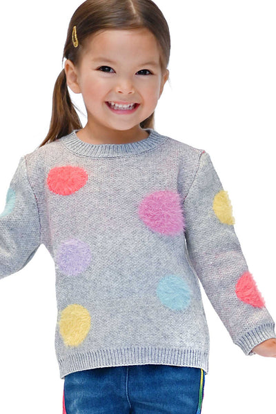 Baby Sara Little Girls Fuzzy Colorful Polka Dot Sweater