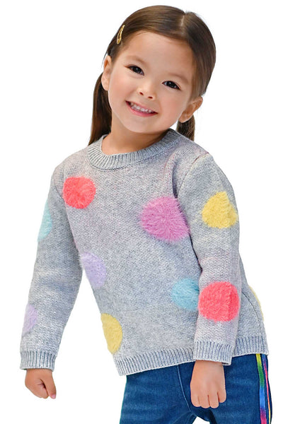 Baby Sara Little Girls Fuzzy Colorful Polka Dot Sweater