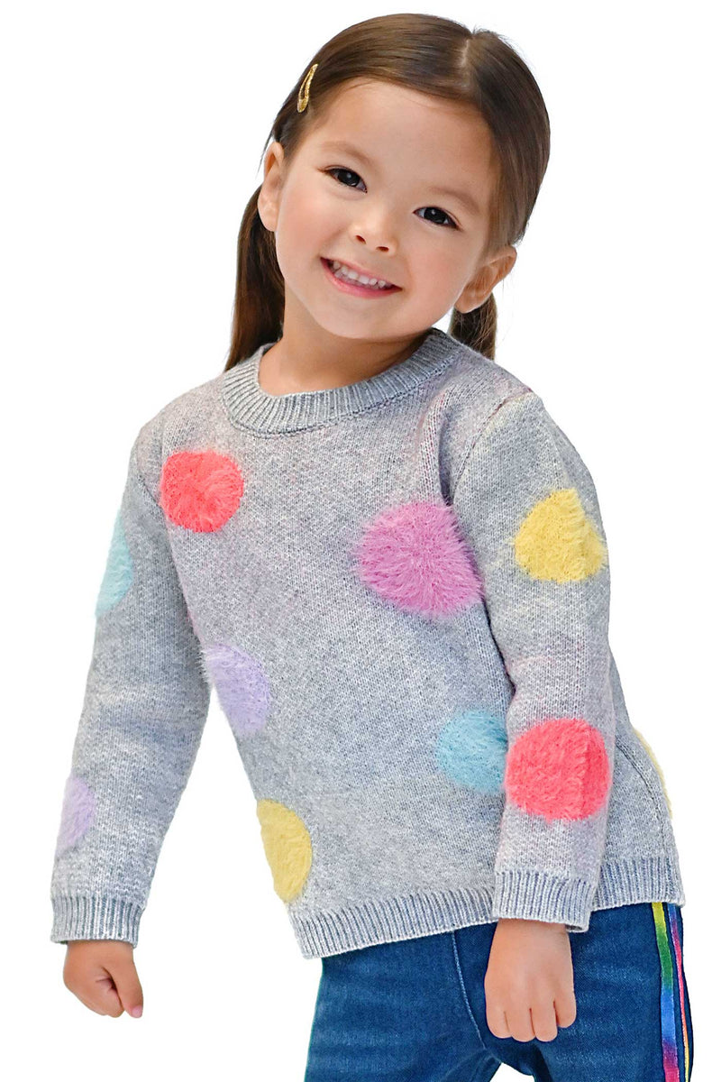 Baby Sara Little Girls Fuzzy Colorful Polka Dot Sweater