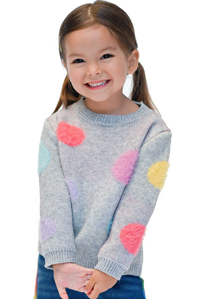 Baby Sara Little Girls Fuzzy Colorful Polka Dot Sweater