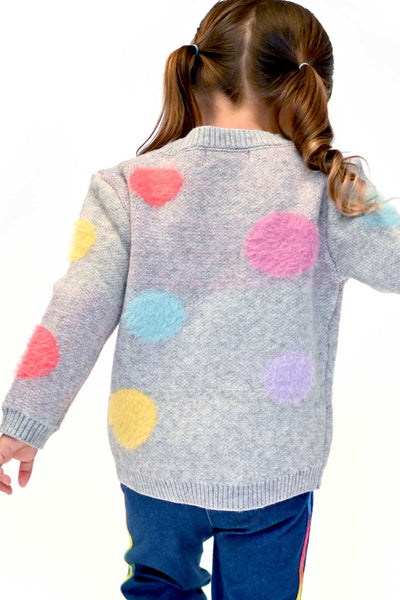 Baby Sara Little Girls Fuzzy Colorful Polka Dot Sweater