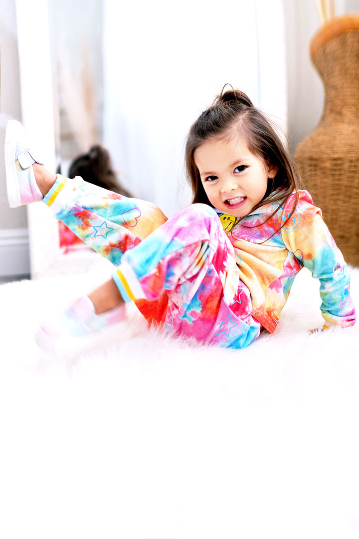 Baby Sara Baby Girl's Tie Dye Star & Heart Jogger