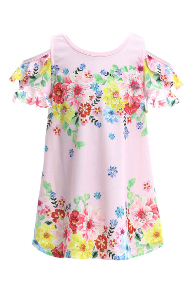 Baby Sara Baby Sara Toddler Girls Cold Shoulder Floral Print Dress