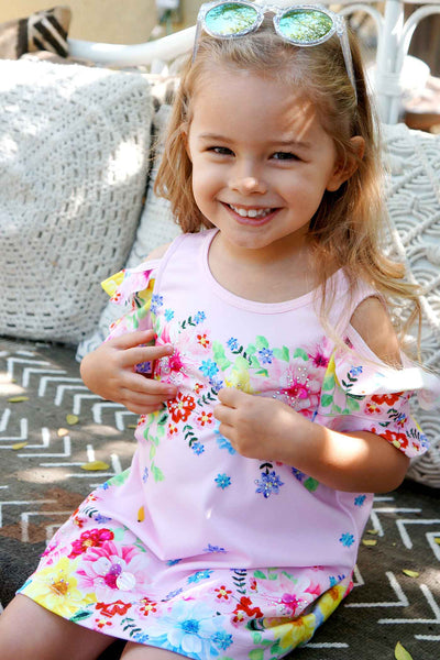 Baby Sara Baby Sara Toddler Girls Cold Shoulder Floral Print Dress
