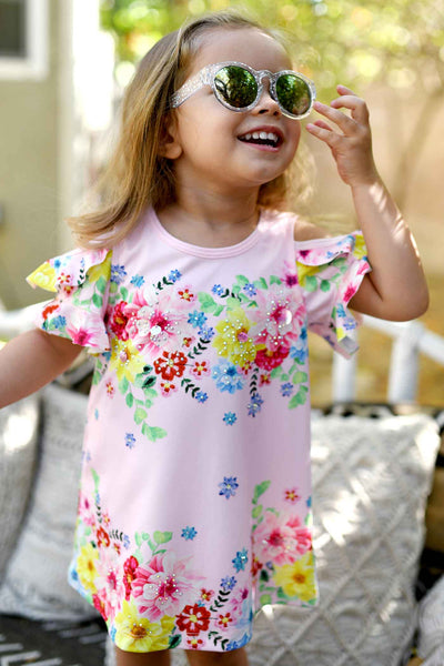 Baby Sara Baby Sara Toddler Girls Cold Shoulder Floral Print Dress