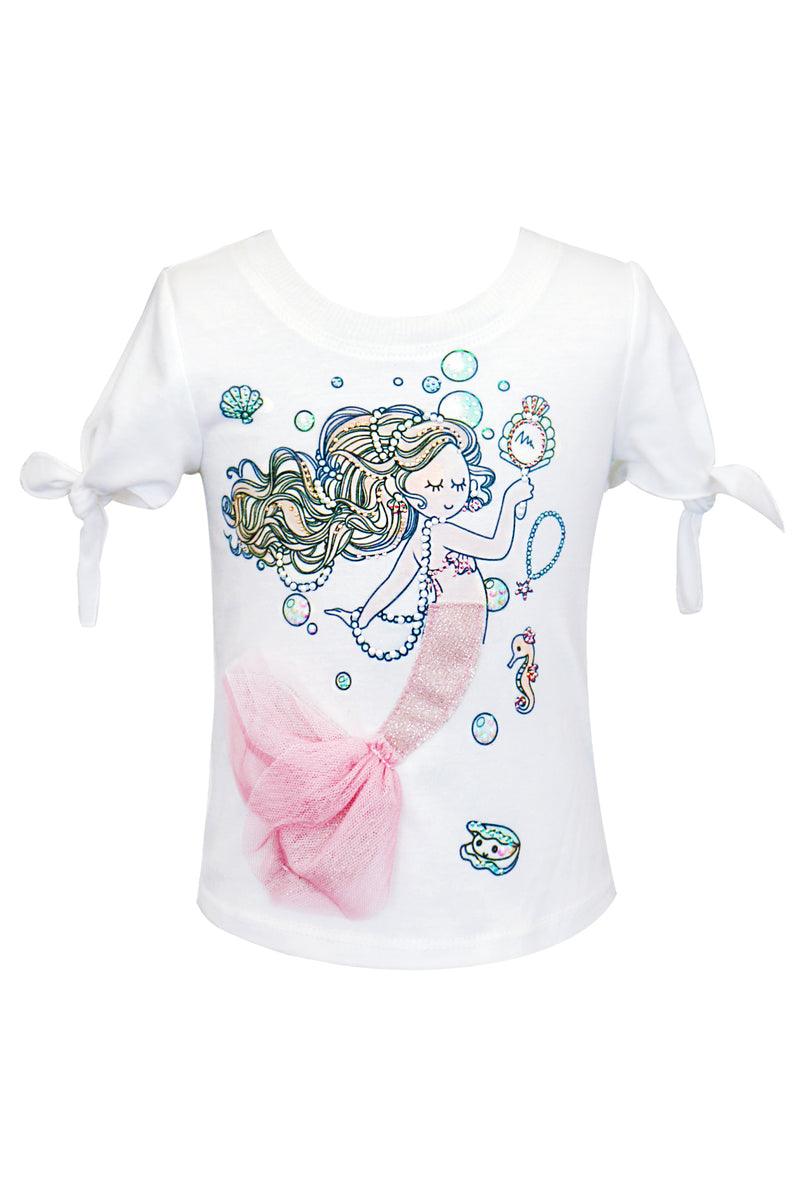 Baby Sara Baby Girls Mermaid Graphic Tie Sleeve Top