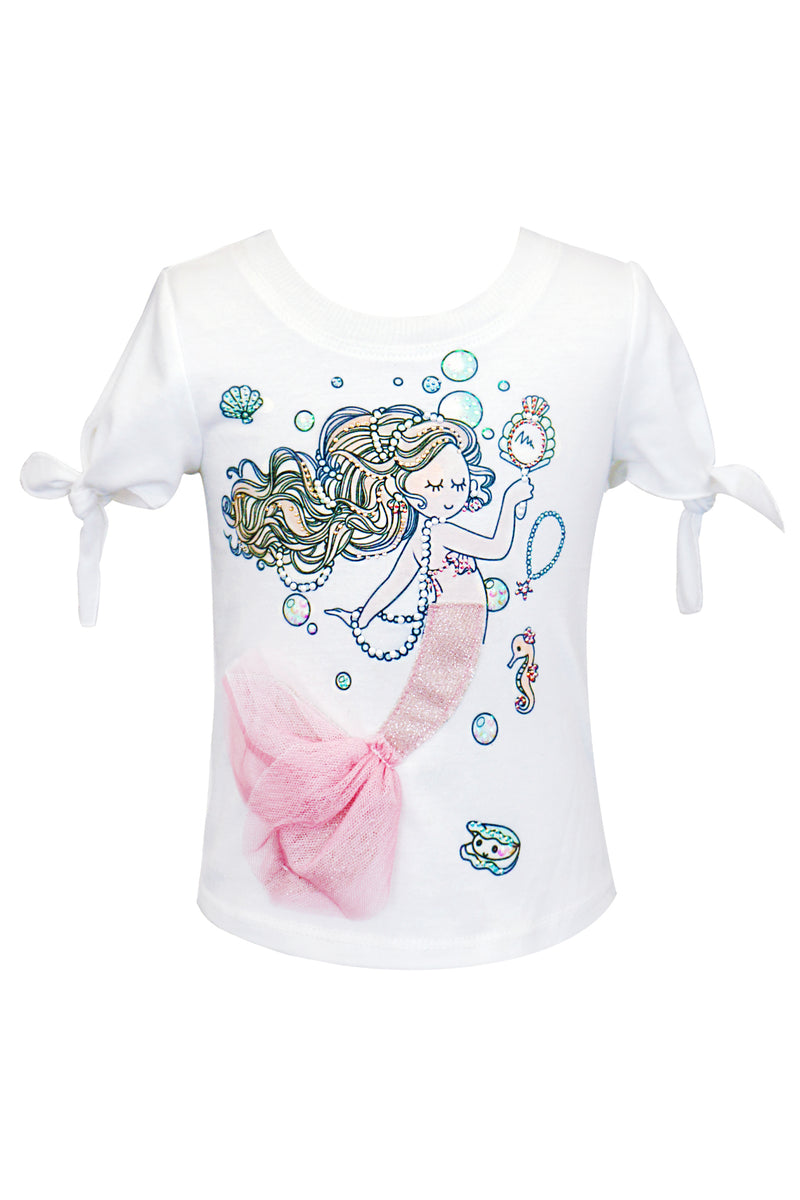 Baby Sara Baby Girls Mermaid Graphic Tie Sleeve Top