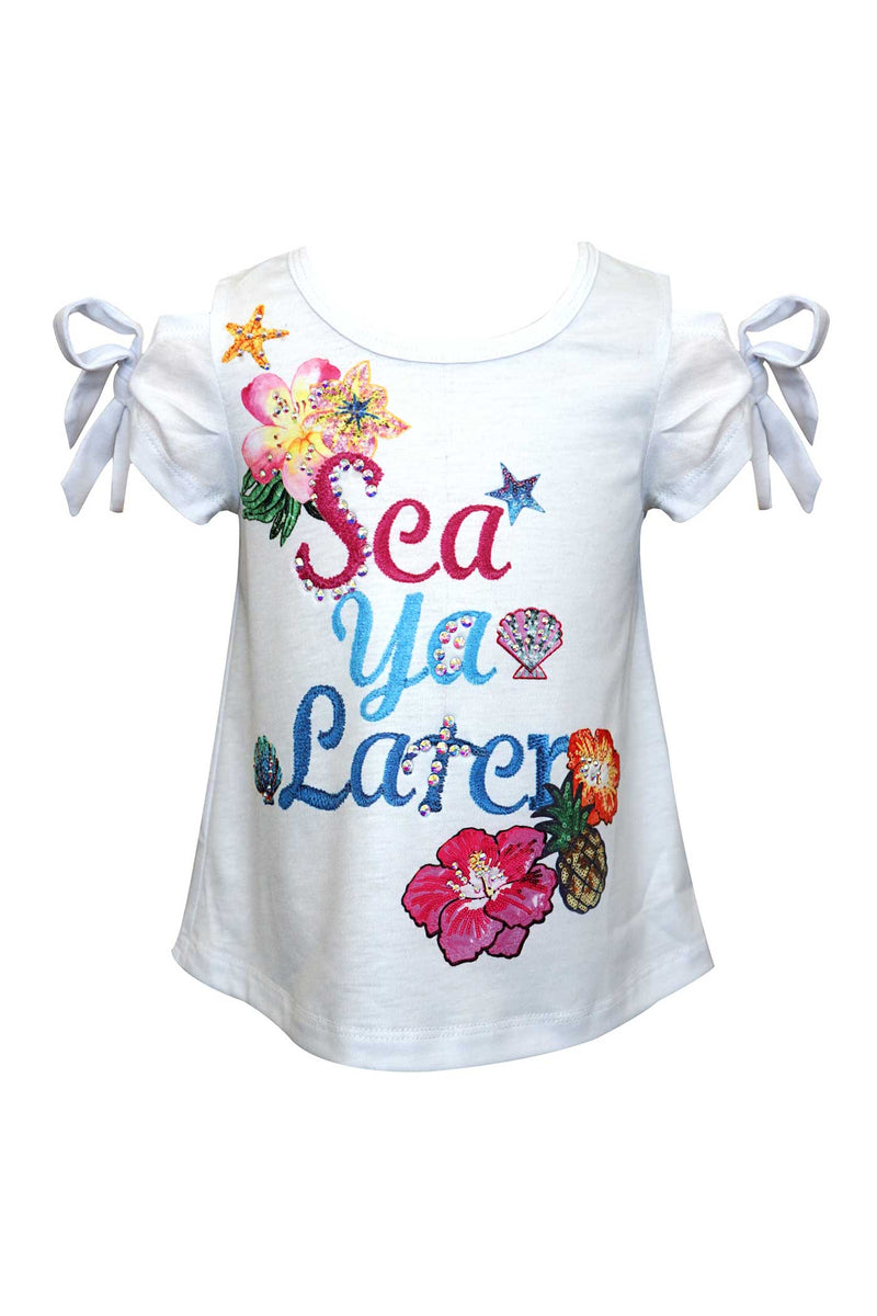 Baby Sara Little Girls Sea Ya Later Cold Shoulder T-shirt