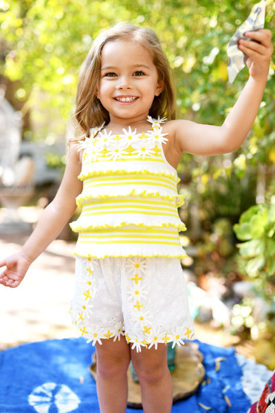 Baby Sara Baby Girls Daisy Stripe Top With Ruffles