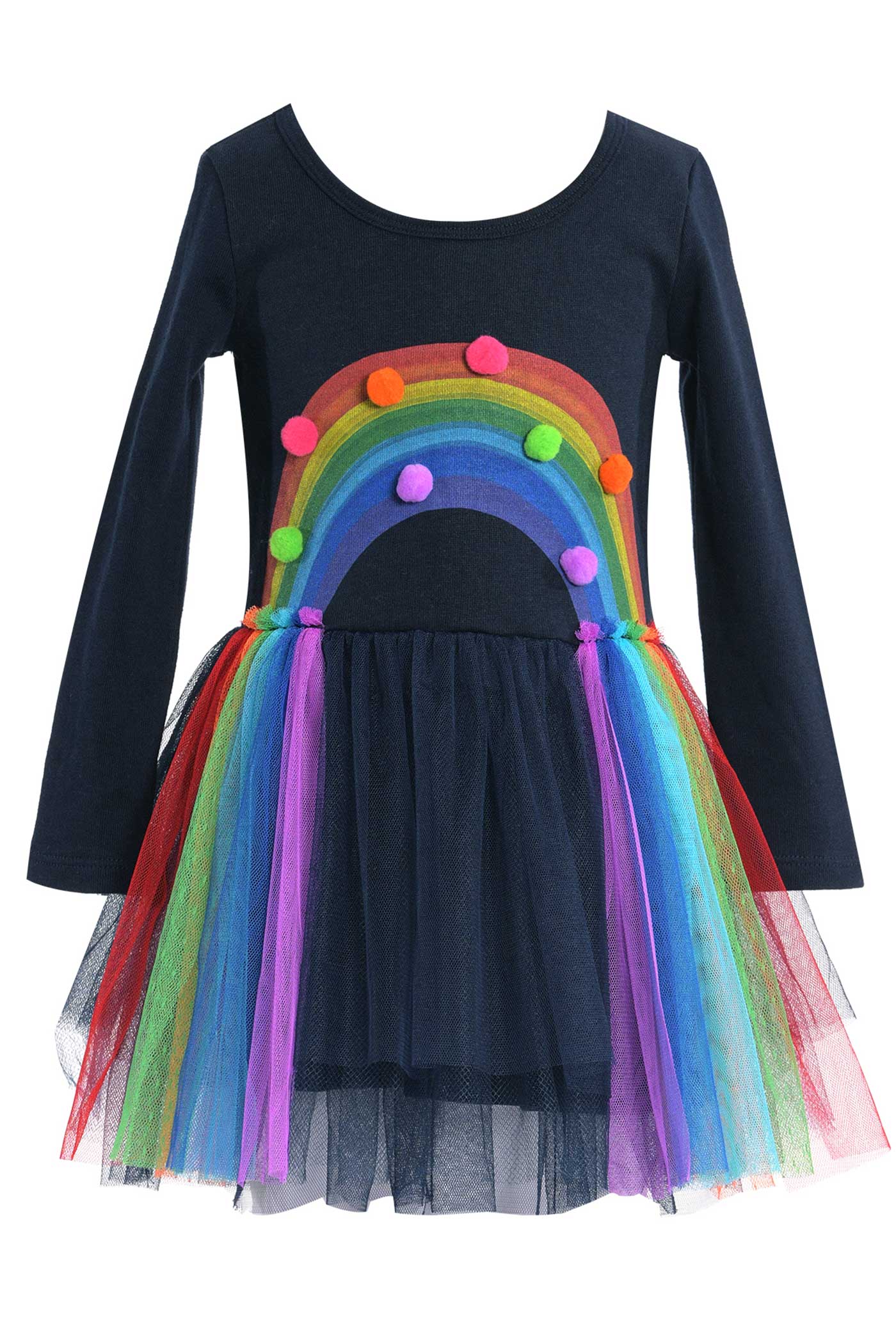 Baby Sara Little Girls Long Sleeve Rainbow Tutu Dress