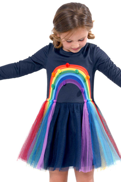Baby Sara Little Girls Long Sleeve Rainbow Tutu Dress