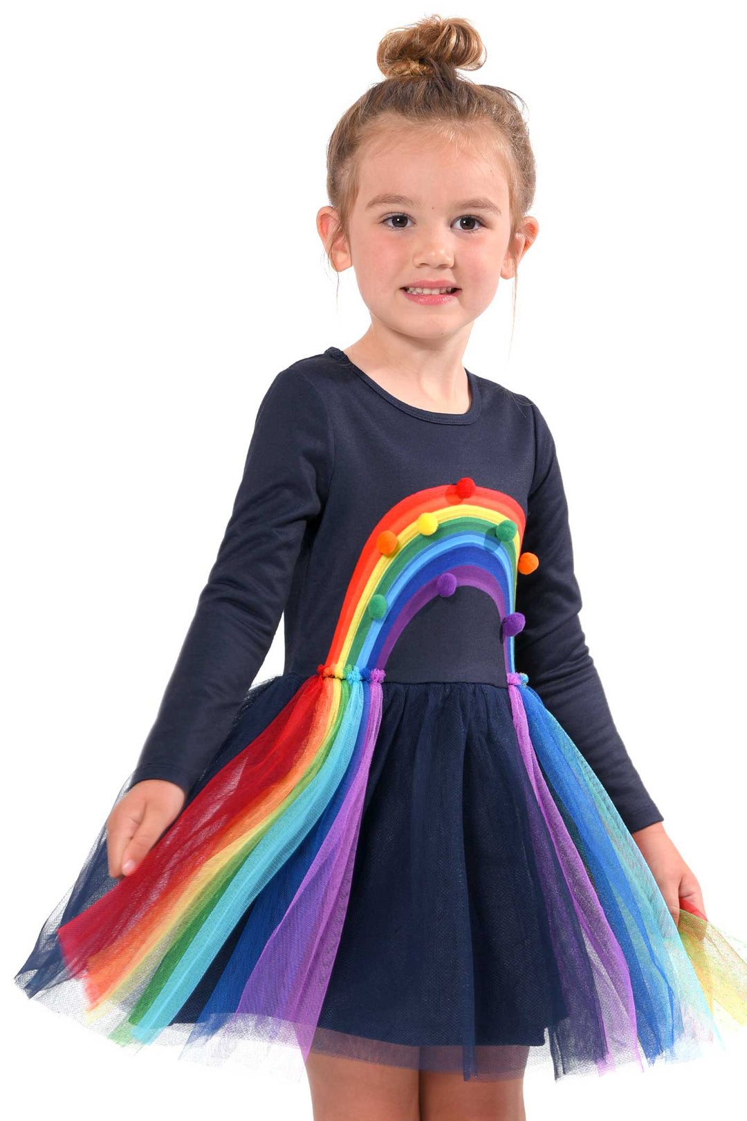 Baby Sara Little Girls Long Sleeve Rainbow Tutu Dress